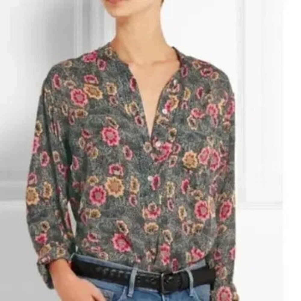 💕ISABEL MARANT ETOILE💕 Silena Flowers Blouse ~ Faded Black EU 44 - Picture 4 of 16
